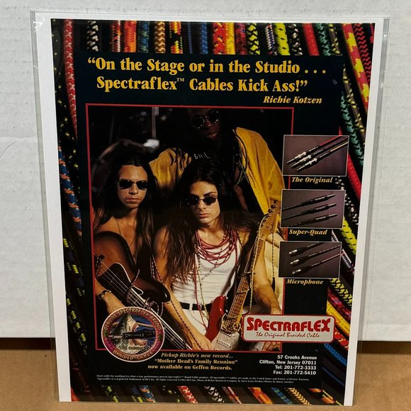Richie Kotzen of Mr. Big - Sprectraflex Cables - 1995 Print Advertisement - Picture 1 of 1